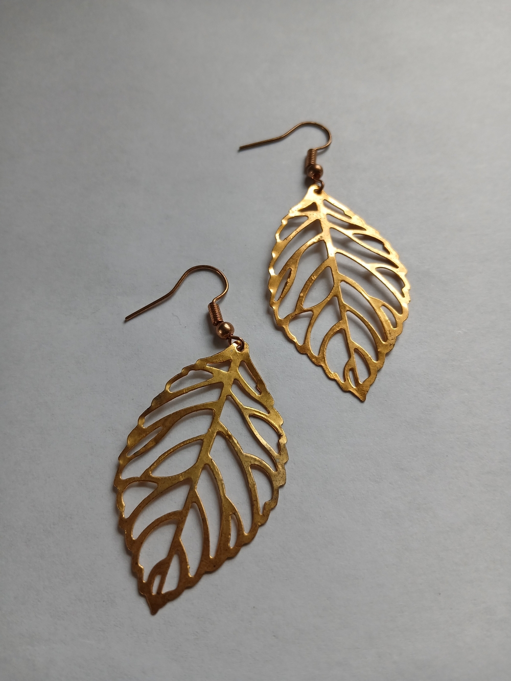 Gold Leaf Cutout Drop Earrings for Women